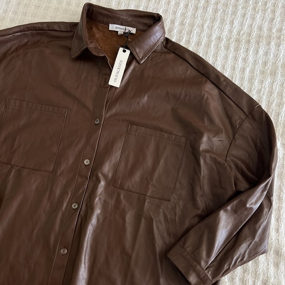 NWT Olivaceous Brown Leather Shacket ✨🤎 - Picture 4 of 6